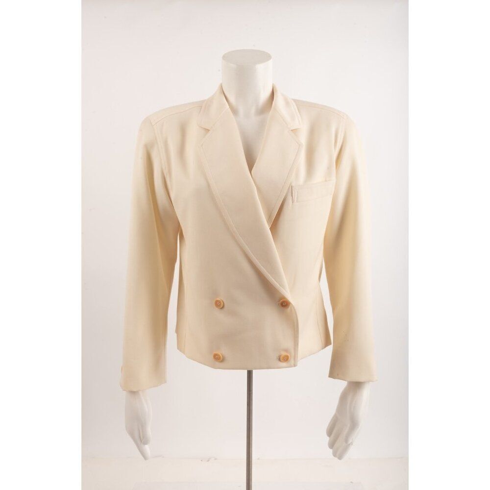 Gucci Vintage Womens Short Blazer Suit Jacket Ivory Size 40 US S Small Wool 80s